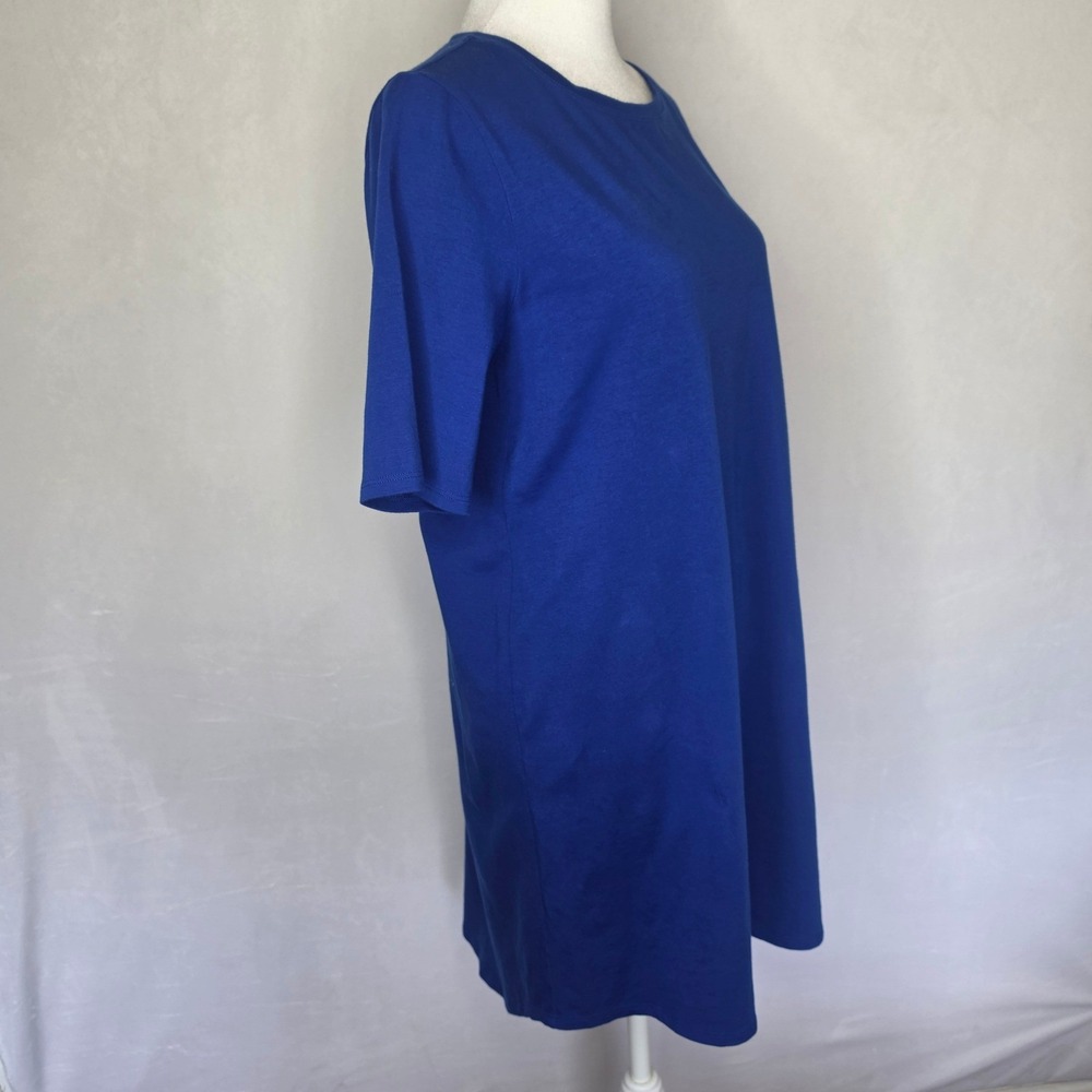 EILEEN FISHER stretch jersey shift t-shirt dress Blue Golf Preppy casual sporty - Picture 2 of 8